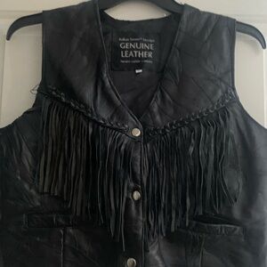 Genuine Leather Women's Fringe Vest